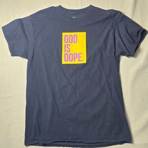 God Is Dope Kobe Bryant Mamba #24 T-Shirt Men's Size L Black Yellow Purple Laker